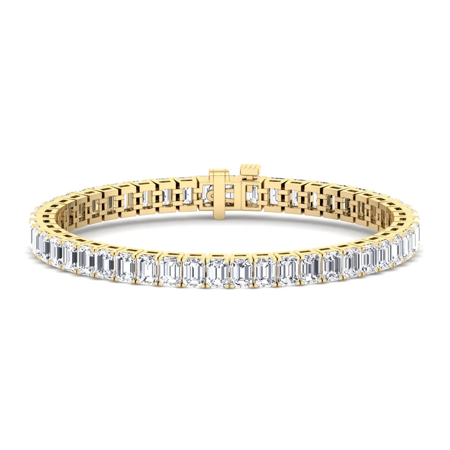 Emerald Cut Natural Diamond Tennis Bracelet 14K Solid Gold