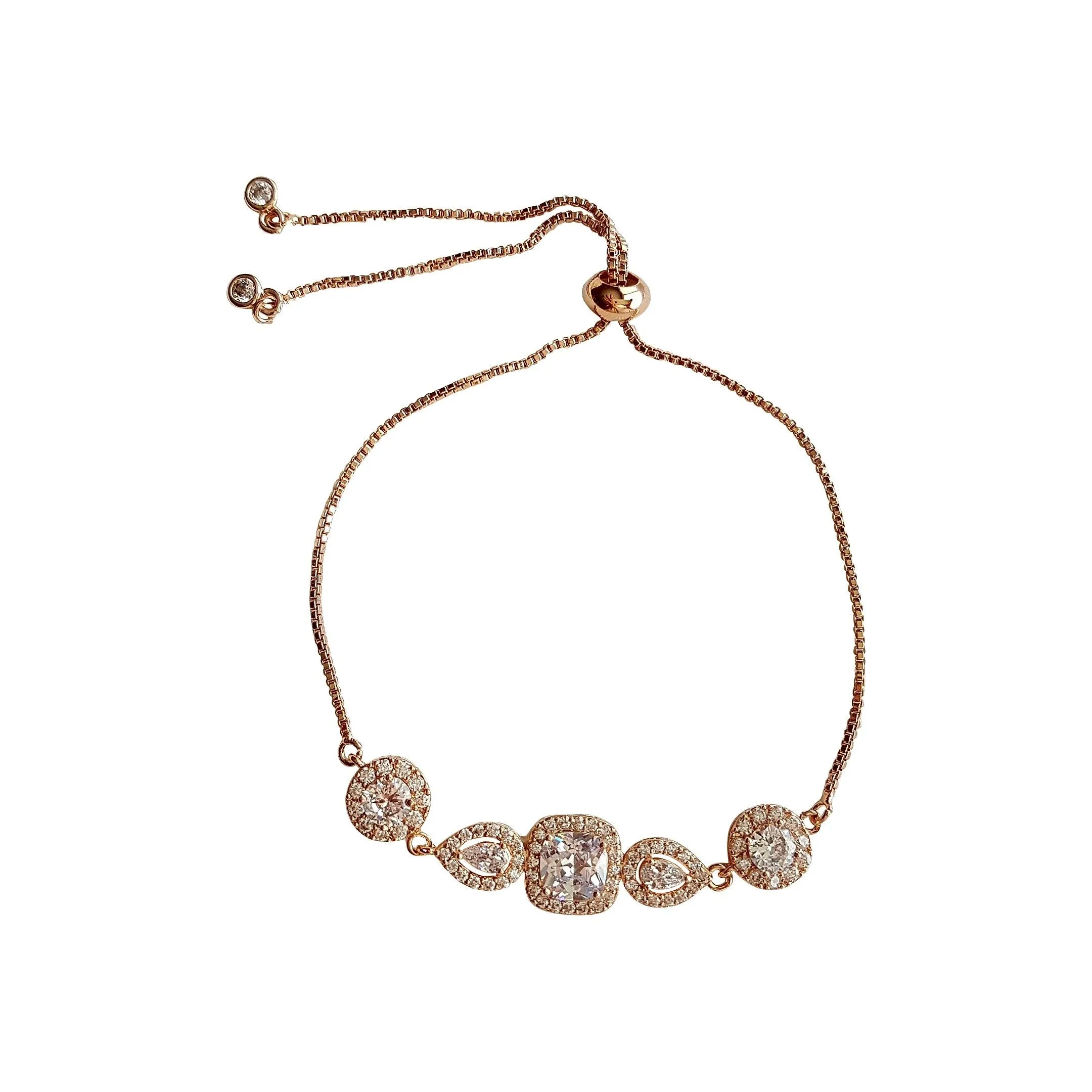 Gold & Crystal Bridal Bracelet- Gianna