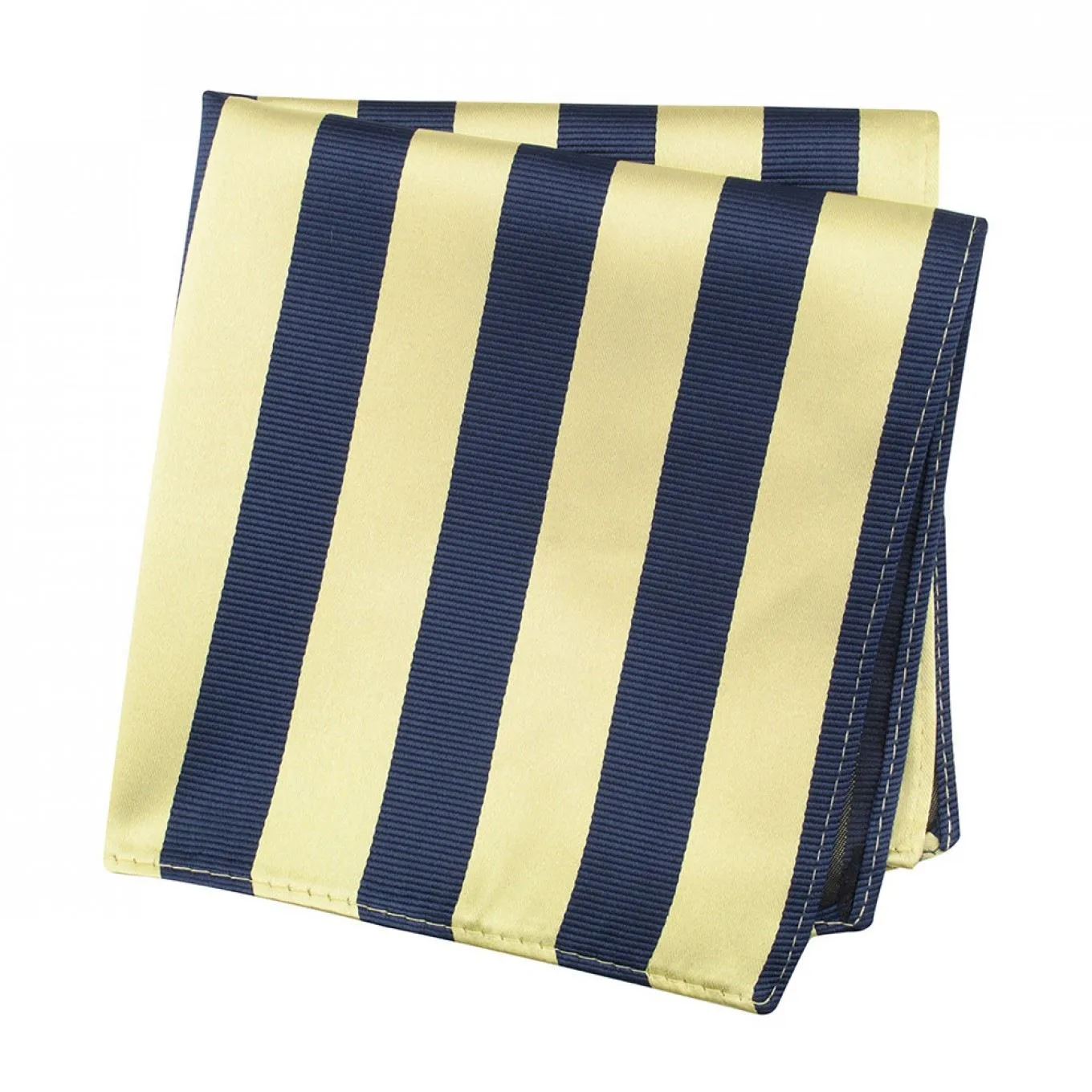 Gold & Navy Woven Striped Silk Handkerchief