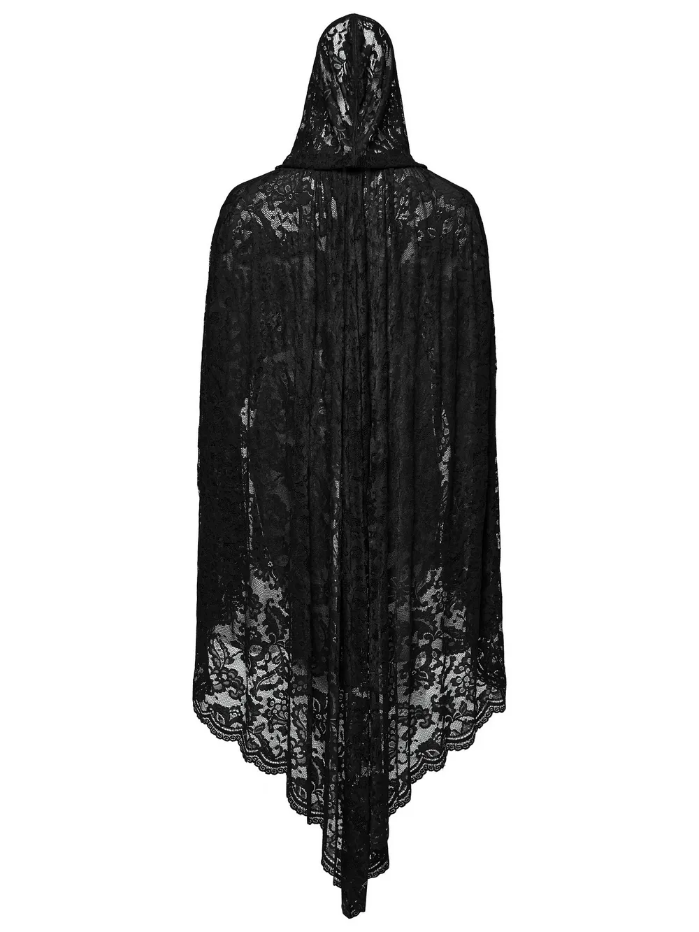 Gothic Lace Hooded Cape with Rose Trim and Velvet Ties