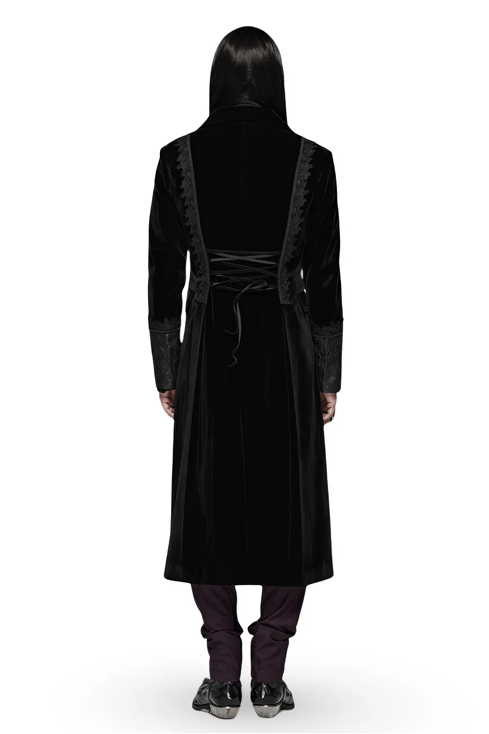 Gothic Men's Velvet Cape with Woven Jacquard Vest