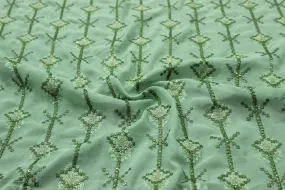 Green Embroidered Georgette Fabric