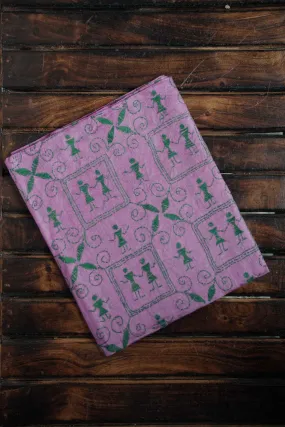 Green Pattern on Pink Kantha Silk Blouse