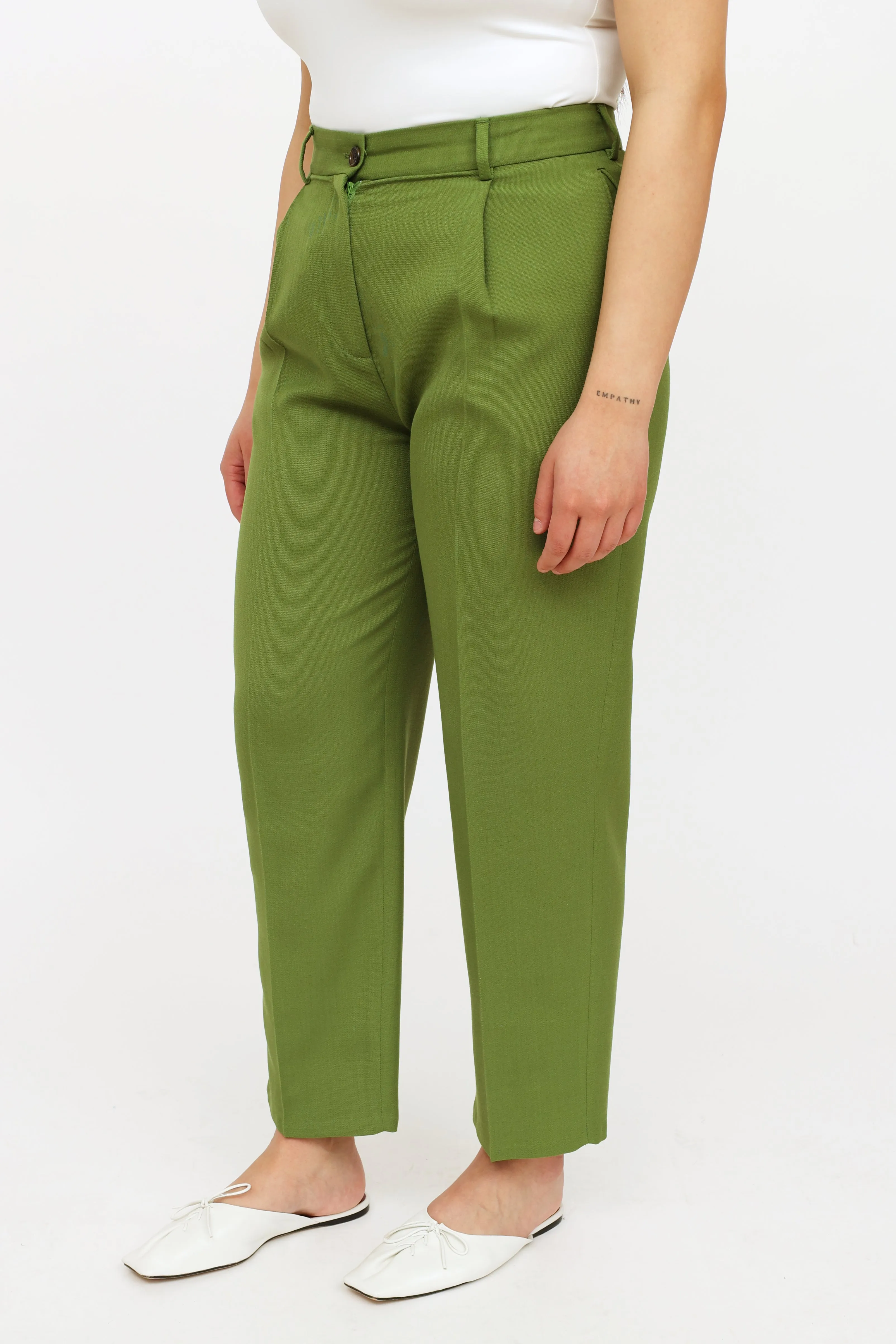 Green Pleated Trousers