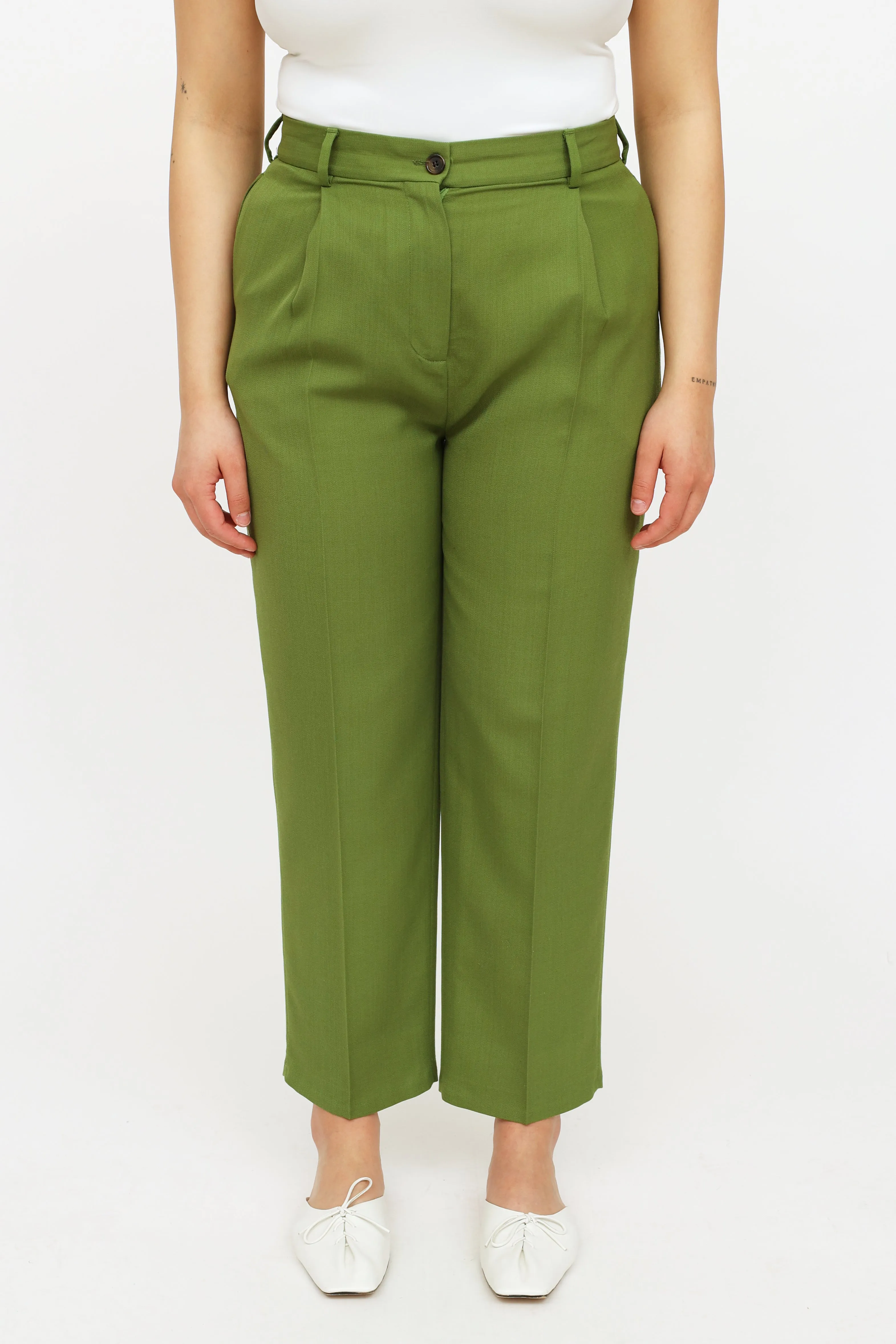 Green Pleated Trousers