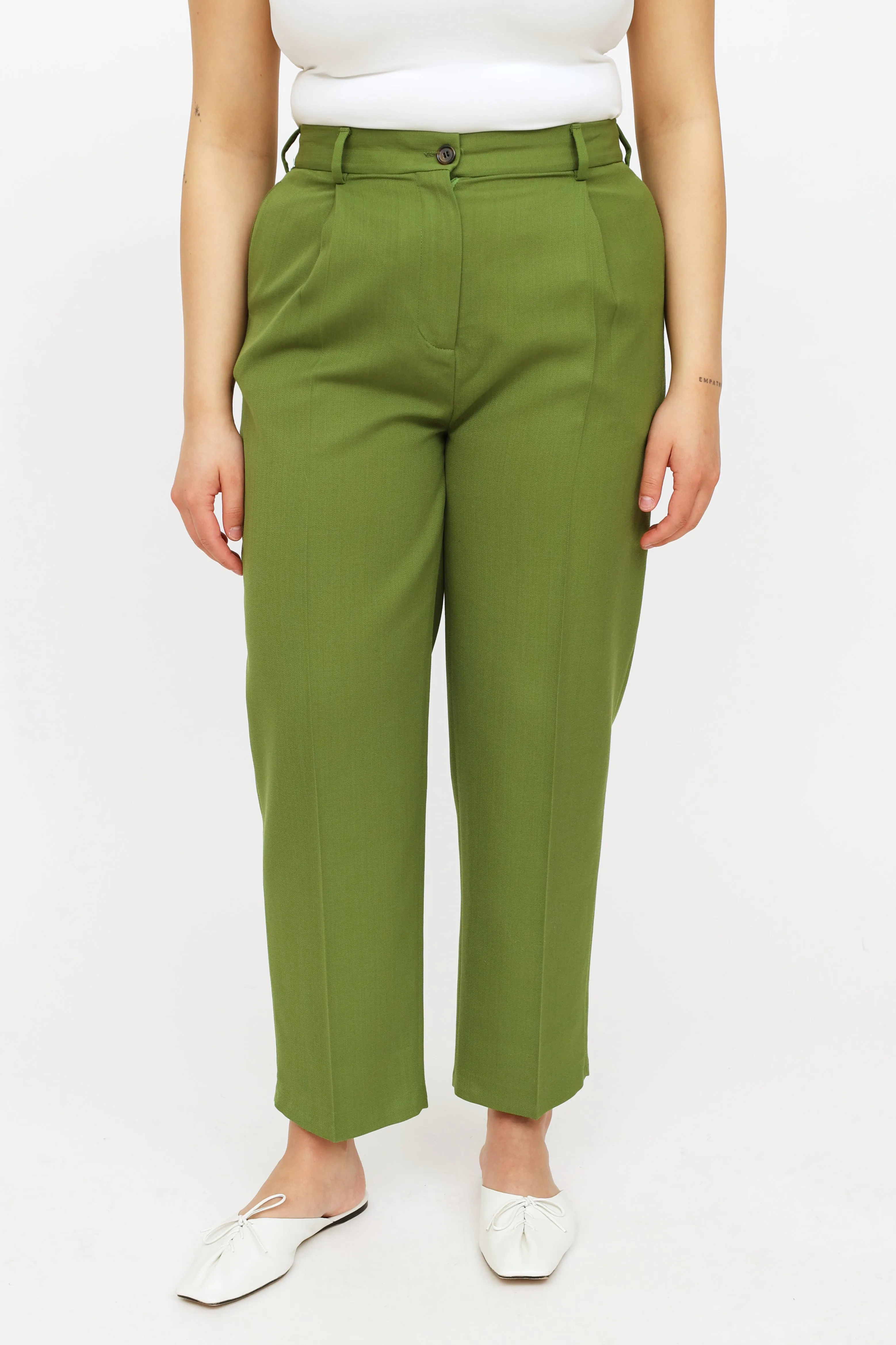 Green Pleated Trousers