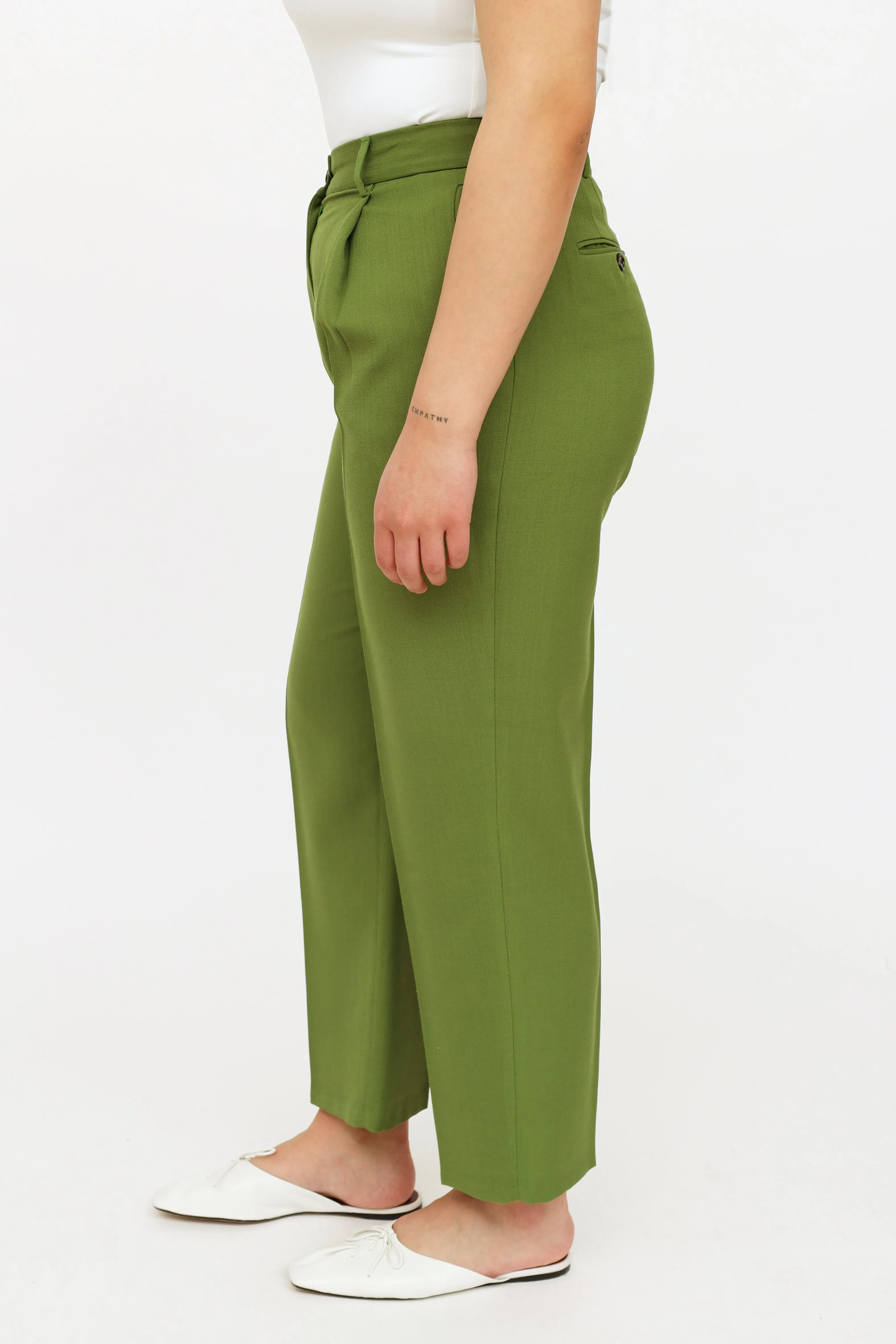 Green Pleated Trousers