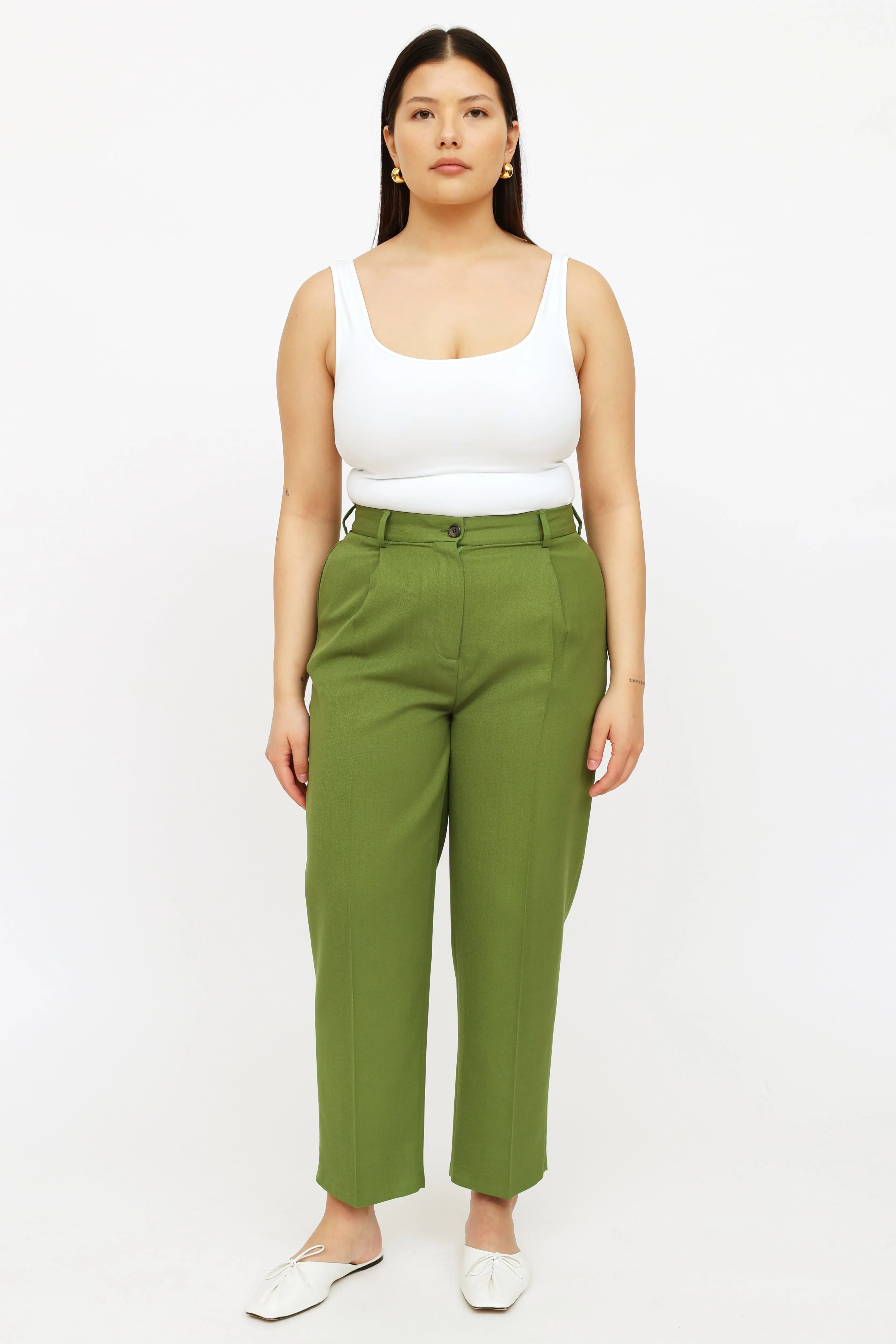 Green Pleated Trousers