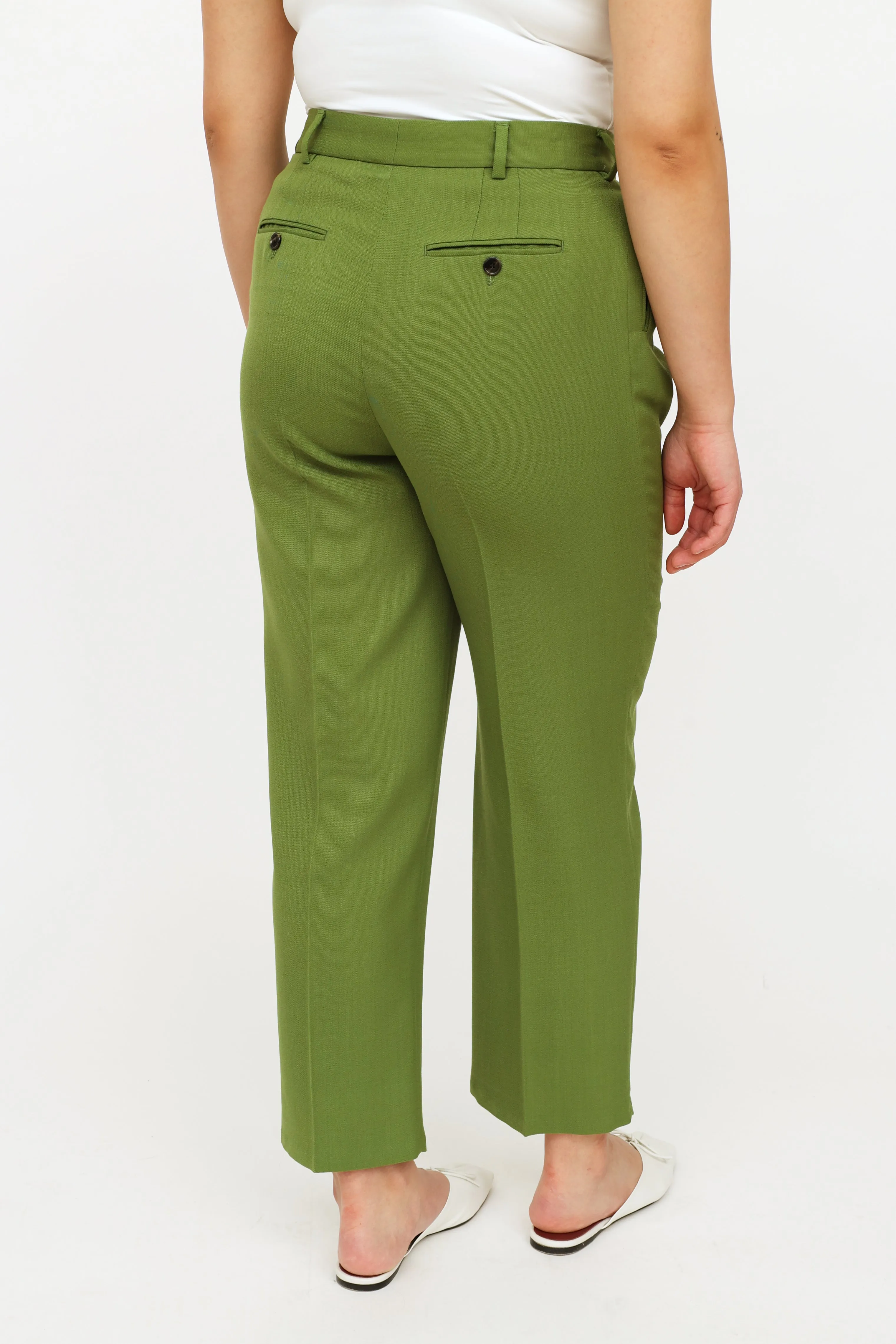 Green Pleated Trousers