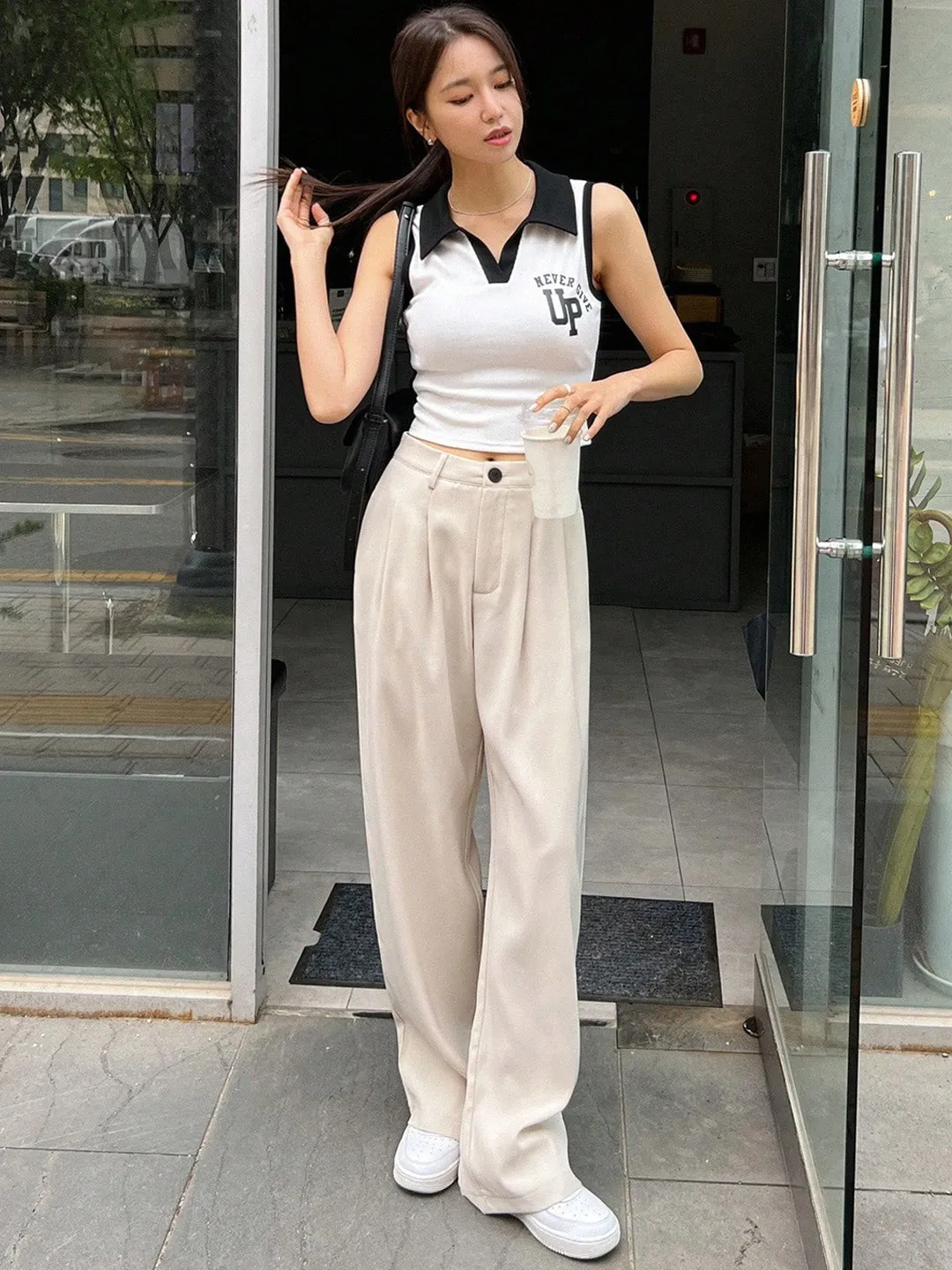 HighRise Pleated Casual Trousers