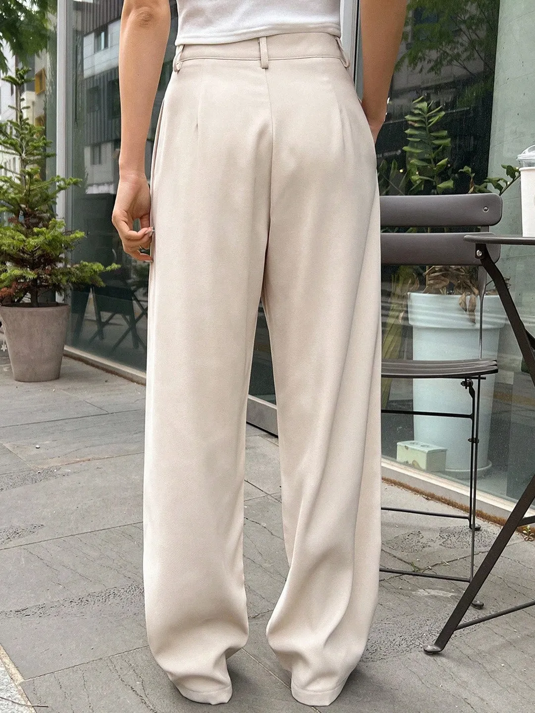 HighRise Pleated Casual Trousers