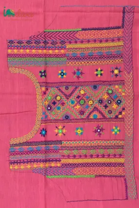 Indiva Pink Lambani Hand Embroidered Blouse Piece