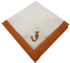 Initial J Unisex Monogrammed Victorian Silk Handkerchief