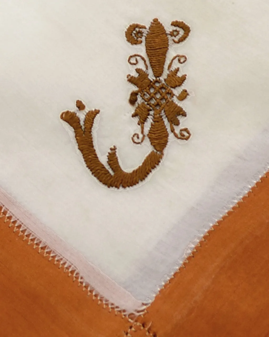 Initial J Unisex Monogrammed Victorian Silk Handkerchief