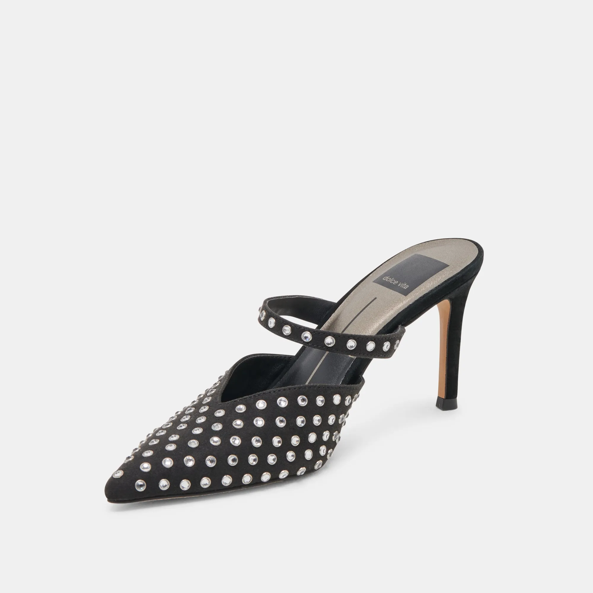 KANIKA CRYSTAL STUD HEELS BLACK CRYSTAL