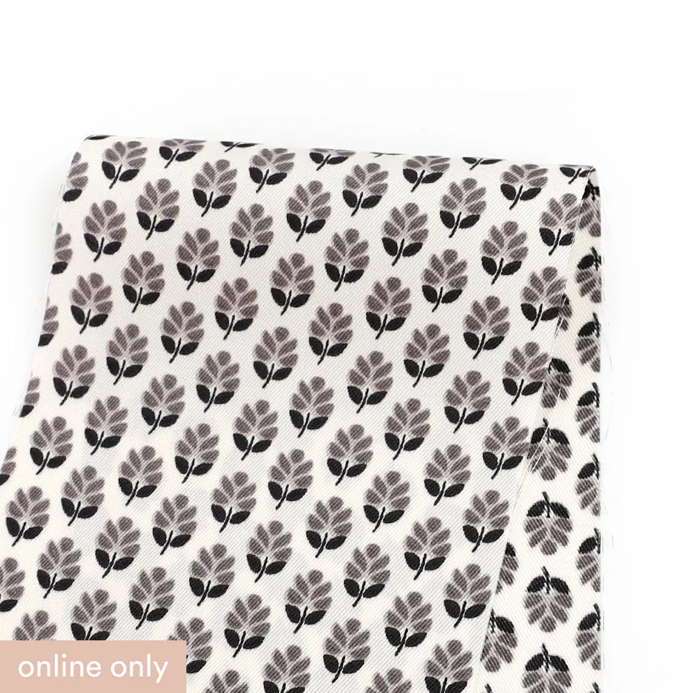 Leaf Motif Poly Twill - Monochrome