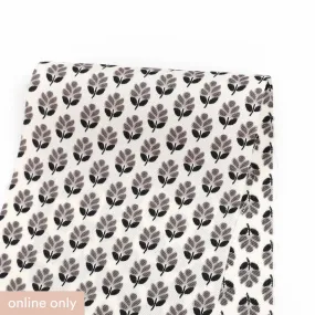 Leaf Motif Poly Twill - Monochrome