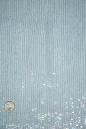 Light Blue Sequins & Beads on Silk Chiffon JEC-132-7 Fabric