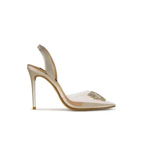 Lorinska Heel Vinylite & Gold Metallic Leather