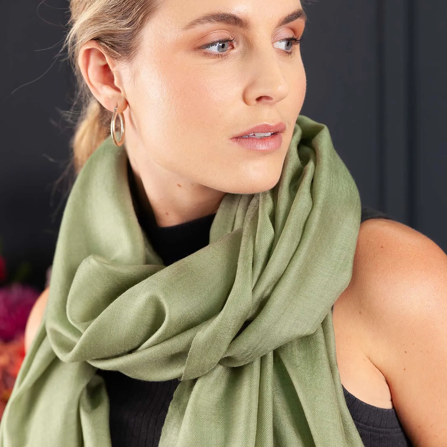 Luxe Merino Silk Shawl Khaki