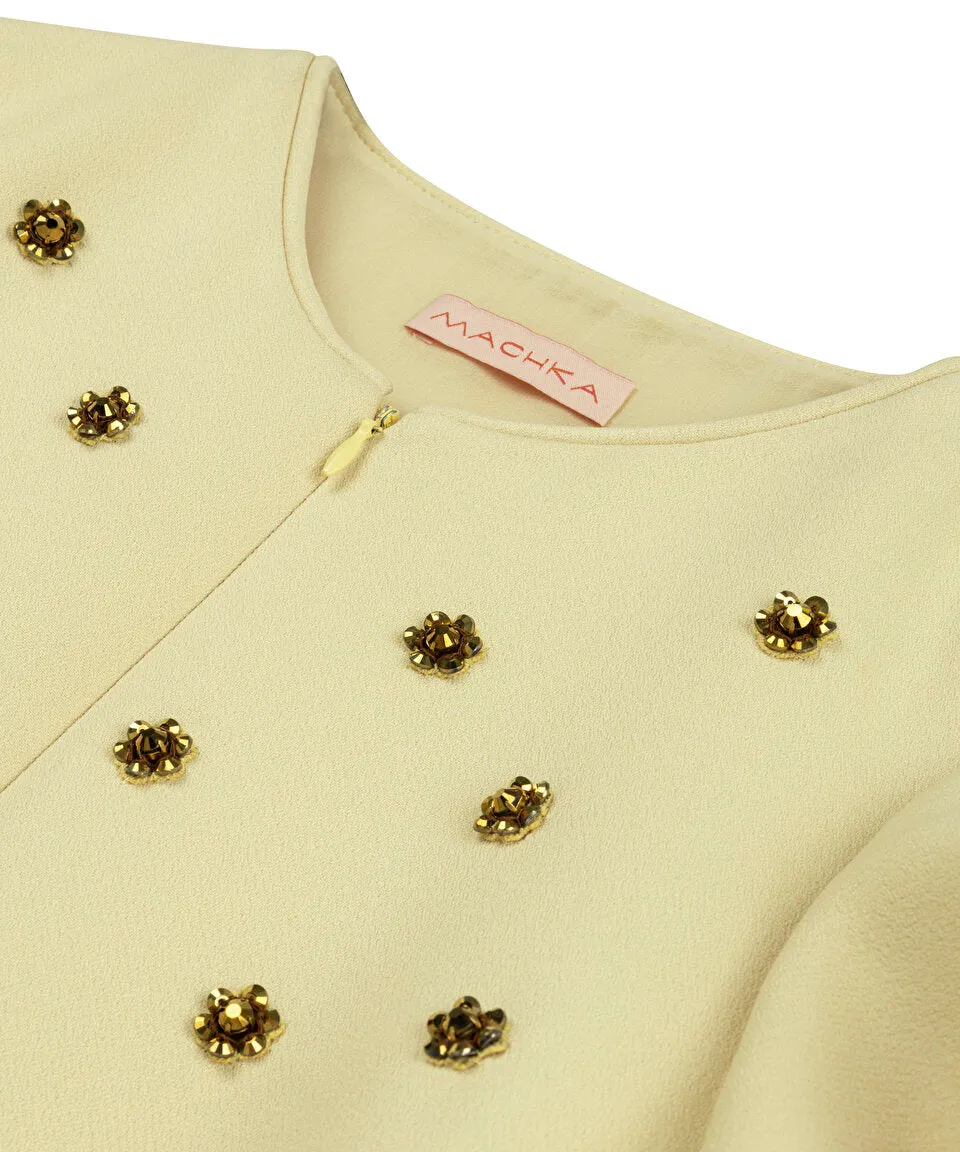 Machka Embroidered Balloon Sleeve Blouse Gold