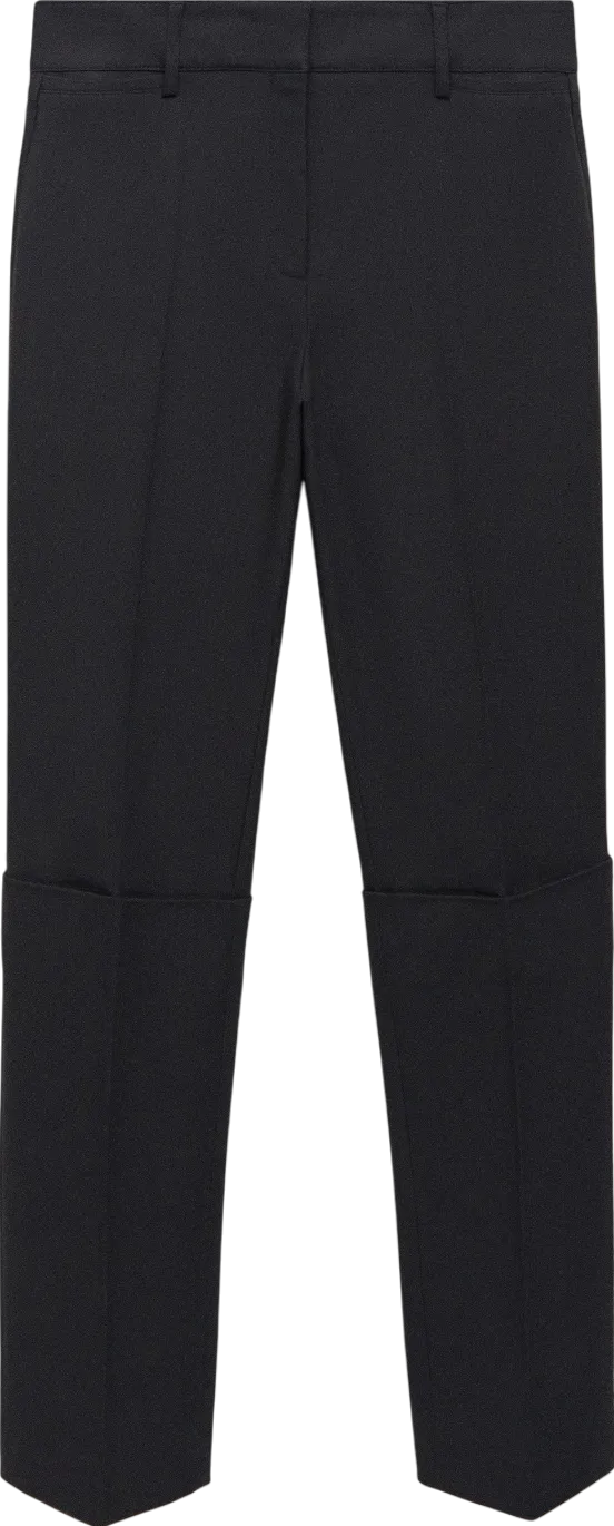 MANGO Black Straight Pleated Trousers UK 10