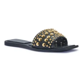 MARIE BLACK GOLD BEADED SLIDERS