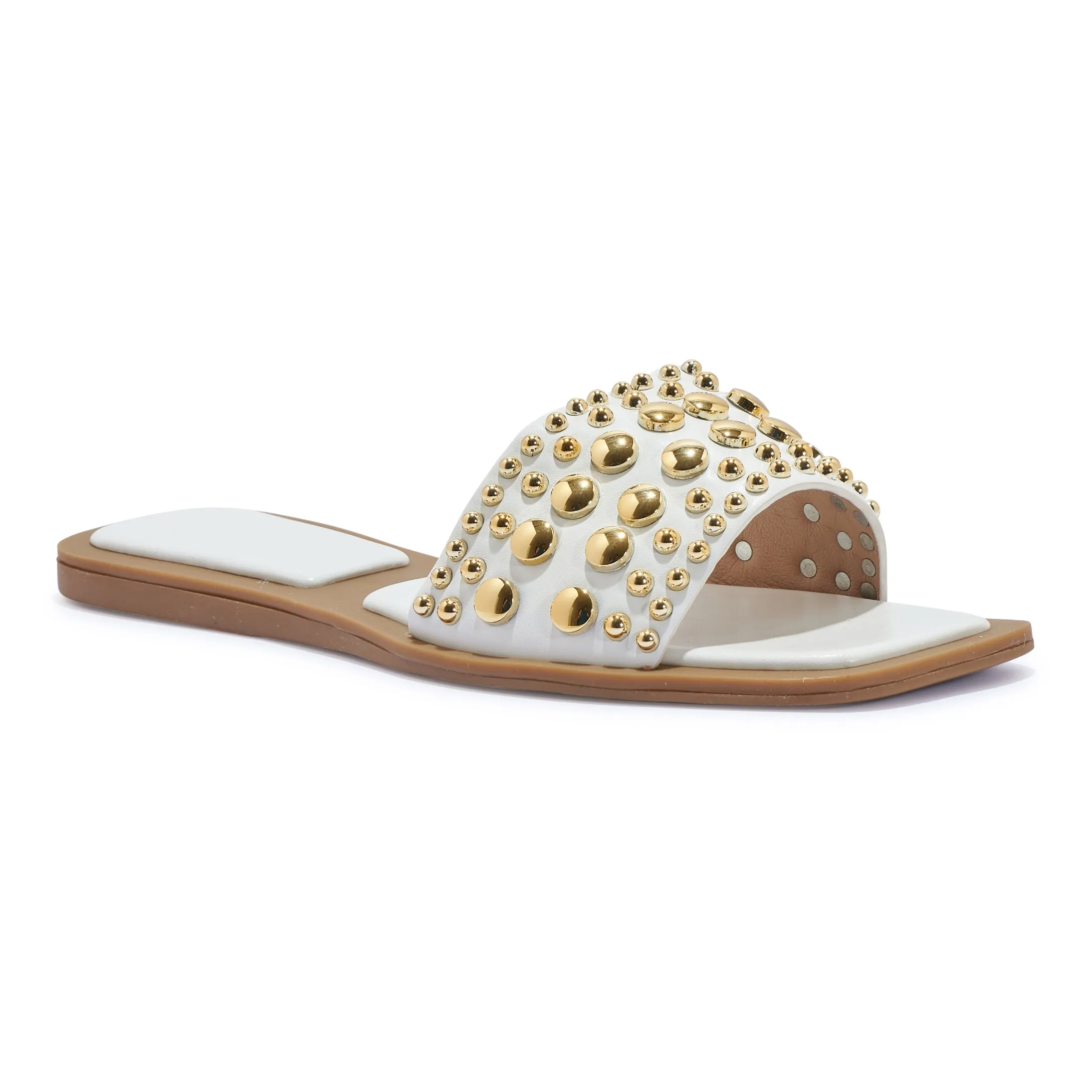 MARIE WHITE GOLD BEADED SLIDERS