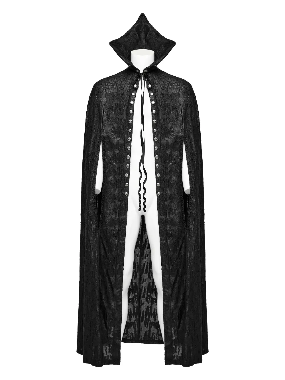 Men's Gothic Bat Collar Cape with Lace Detail