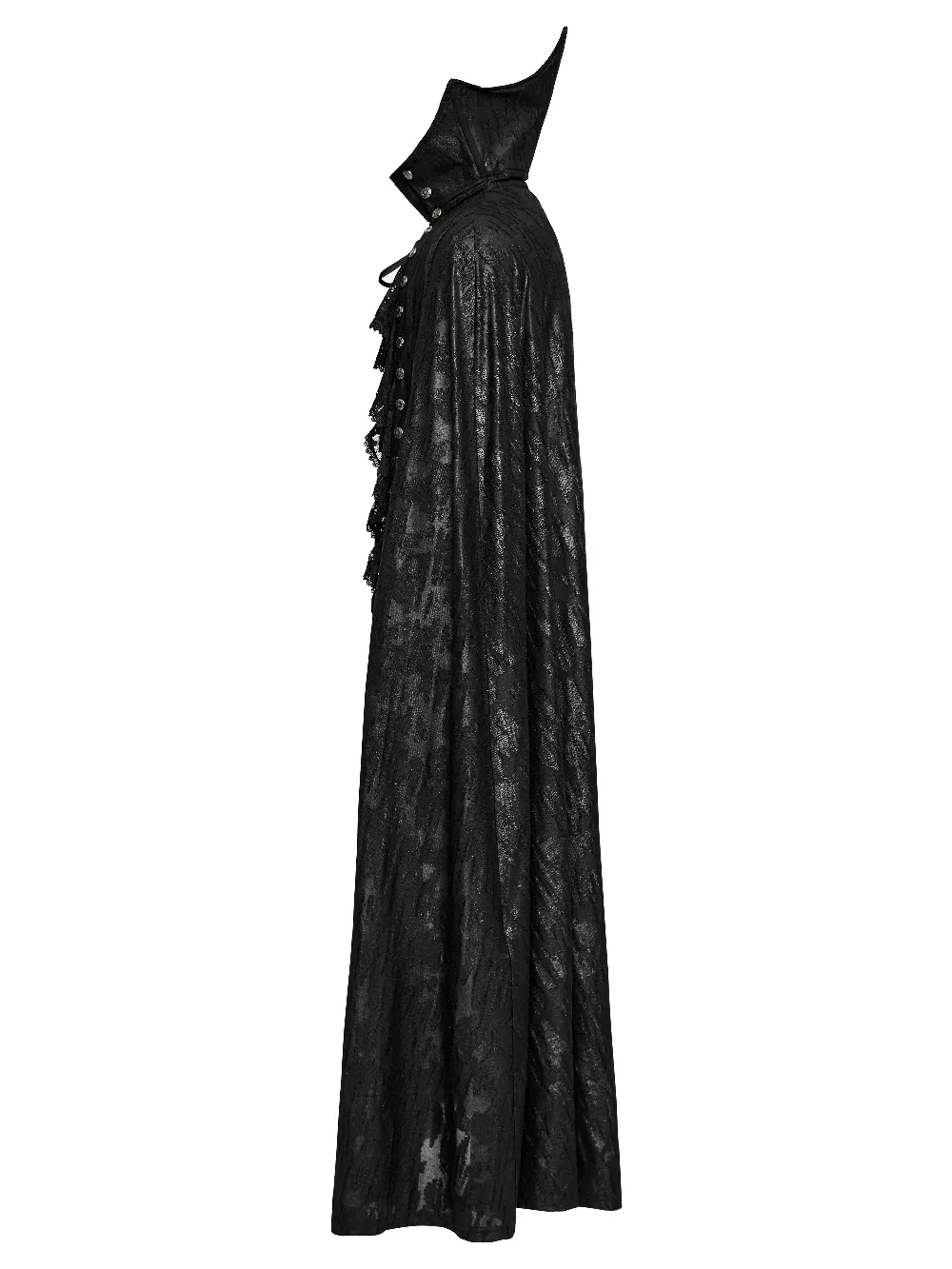 Men's Gothic Bat Collar Cape with Lace Detail