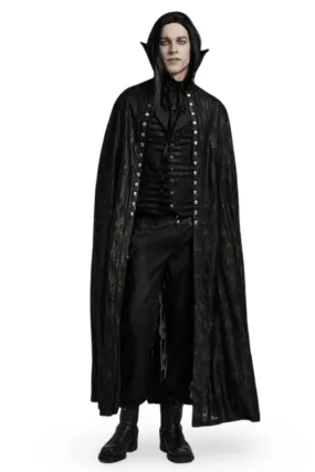 Men's Gothic Bat Collar Cape with Lace Detail