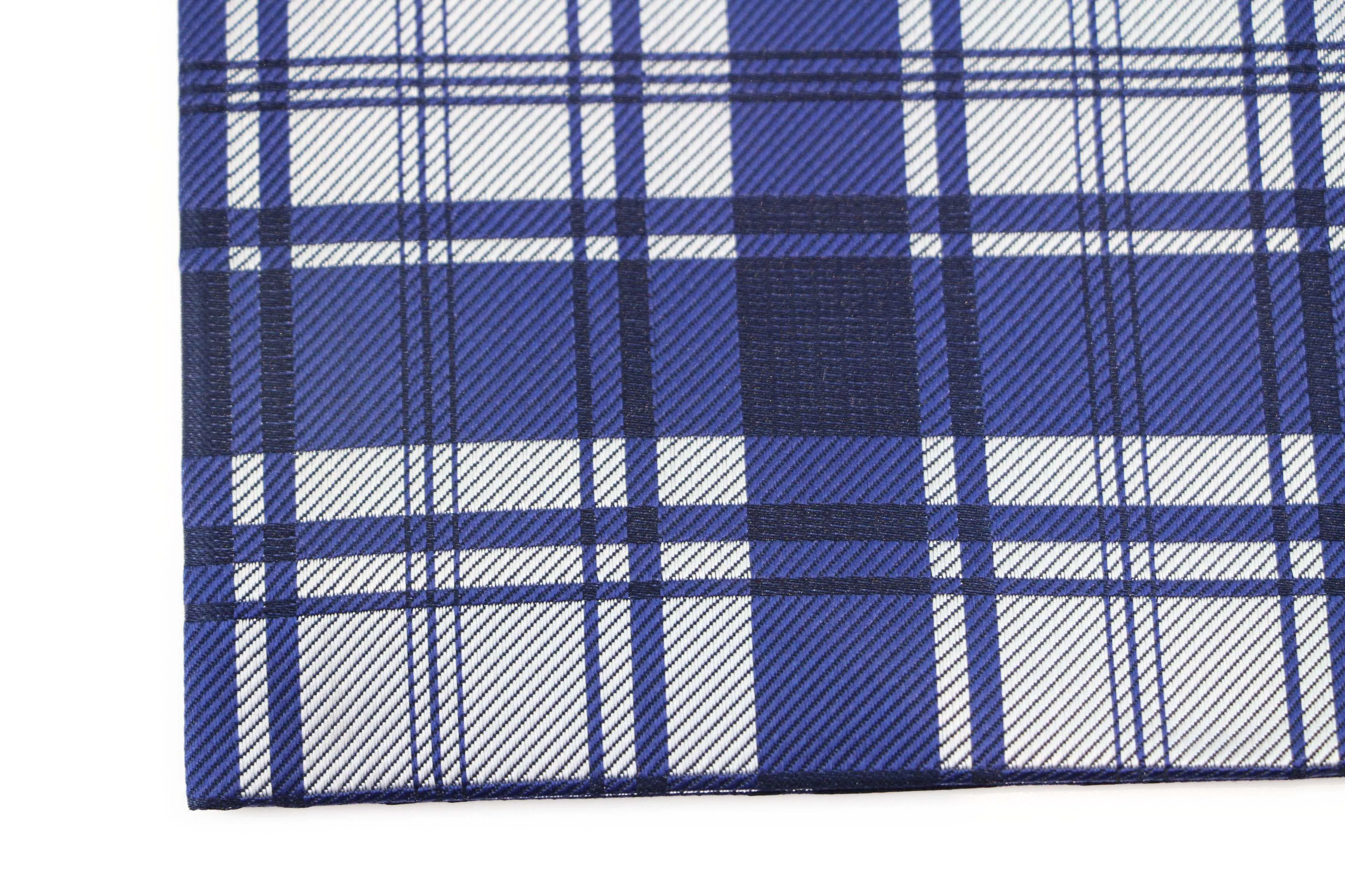 Mens Navy Blue Checkered Silk Pocket Square