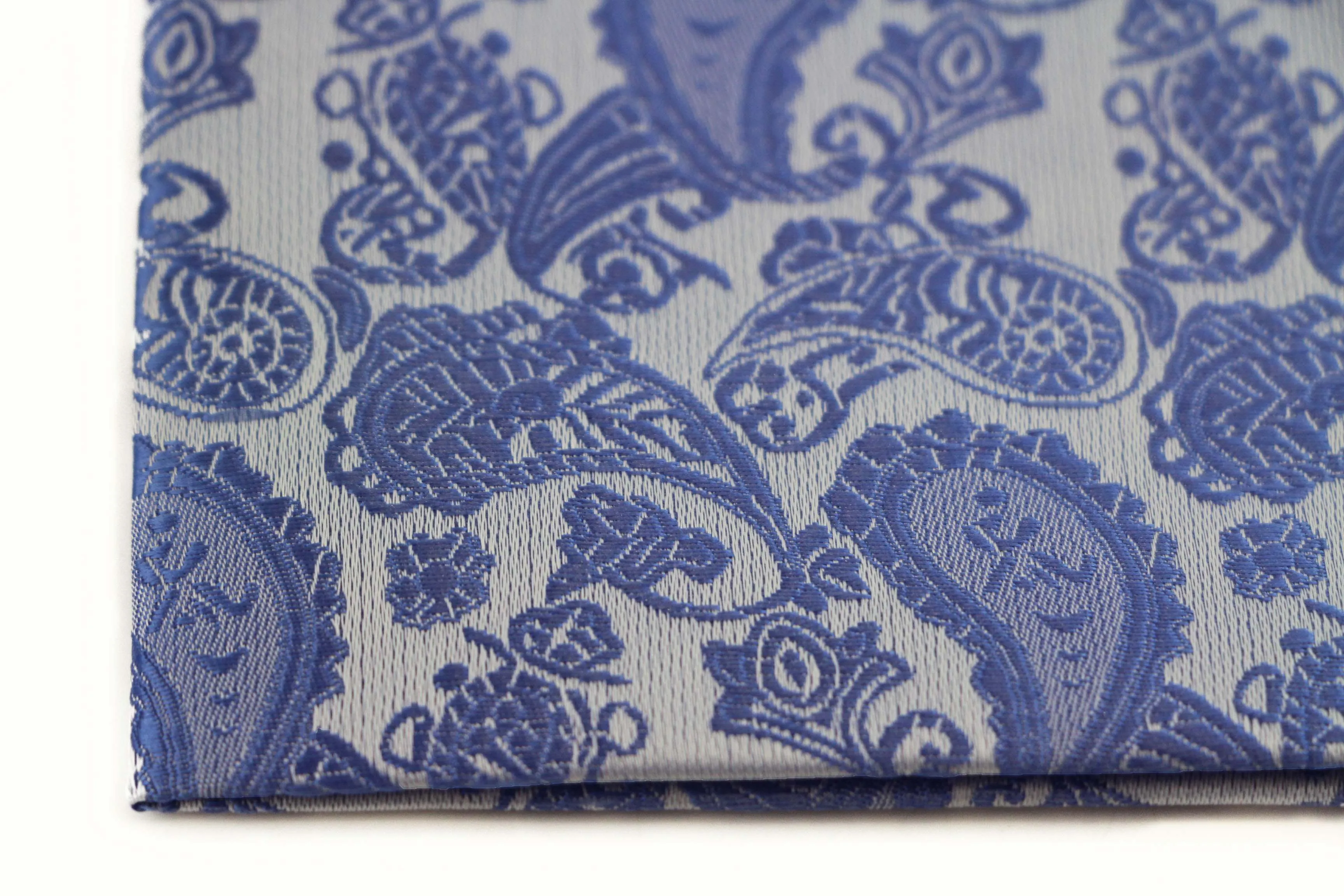 Mens Powder Blue Paisley Silk Pocket Square