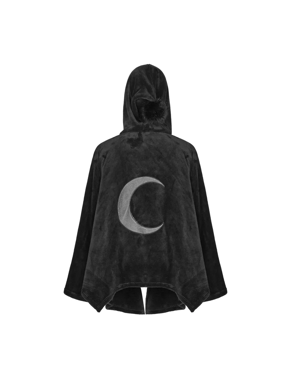 Moon Embroidered Dark Velvet Hooded Cloak Jacket