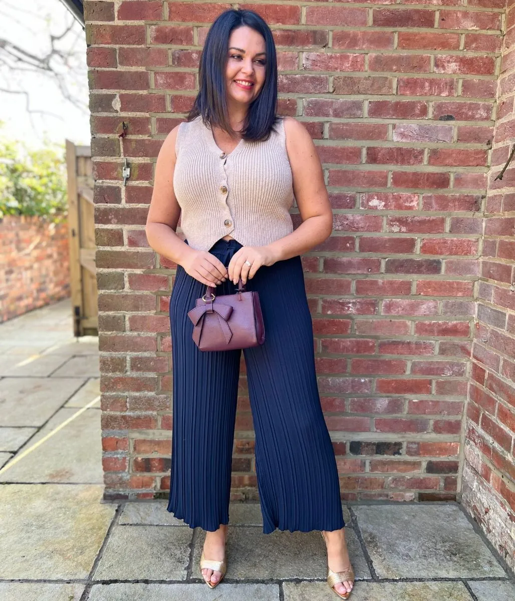 Navy Pleated Trousers