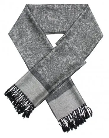 Pashmina (Synthetic) & Silk Blend Paisley Shawl