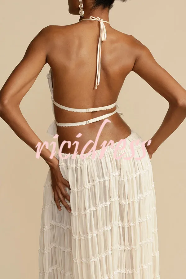 Passion and Romance Pleated Back Elastic Straps Adjustable Halter Tank