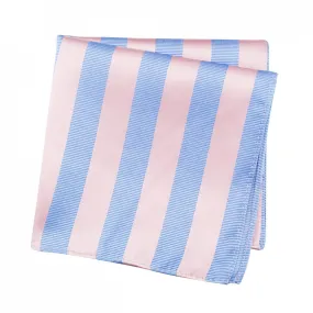 Pink & Blue Woven Striped Silk Handkerchief