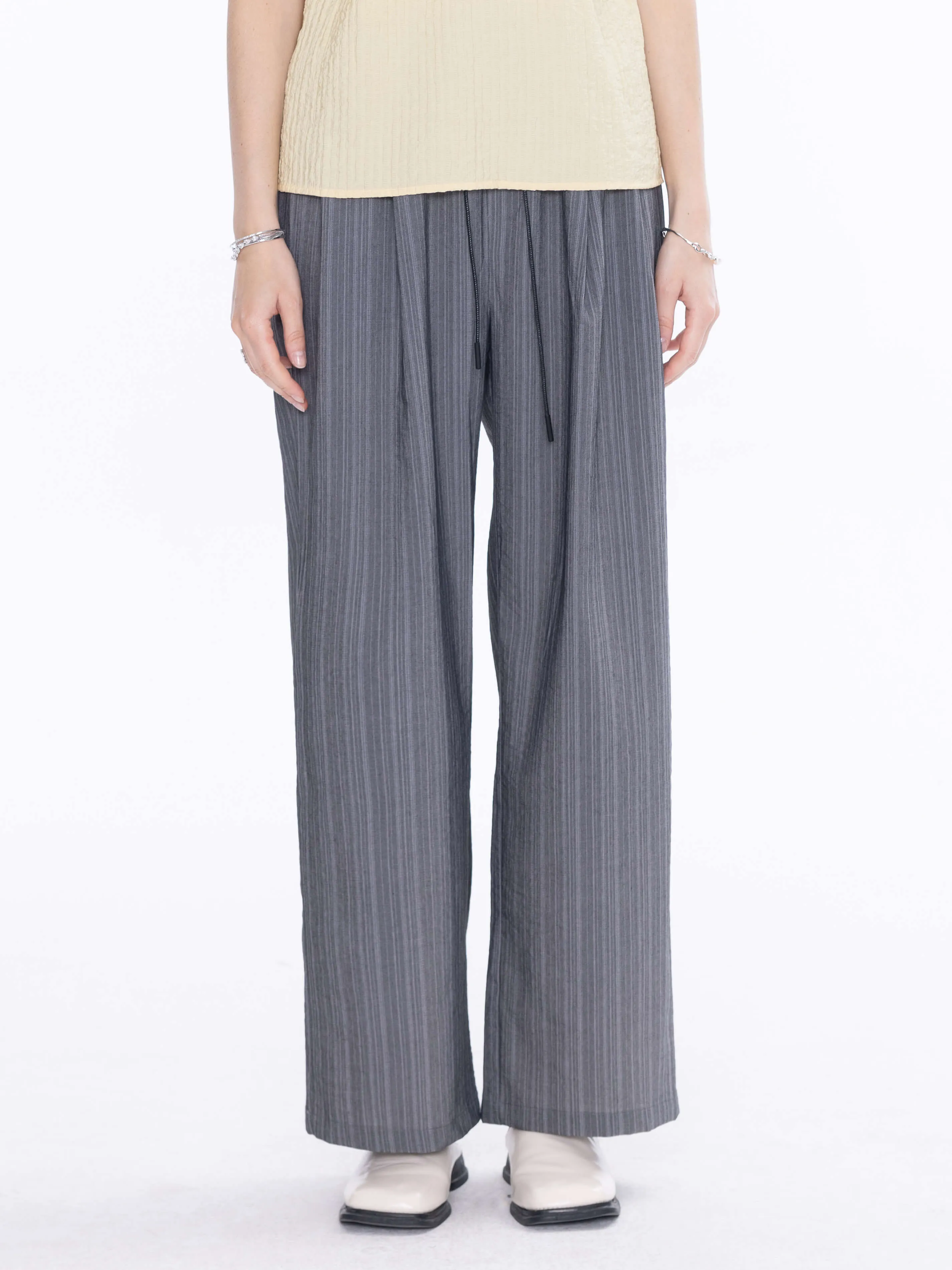 Pinstripe Wide Leg Trousers