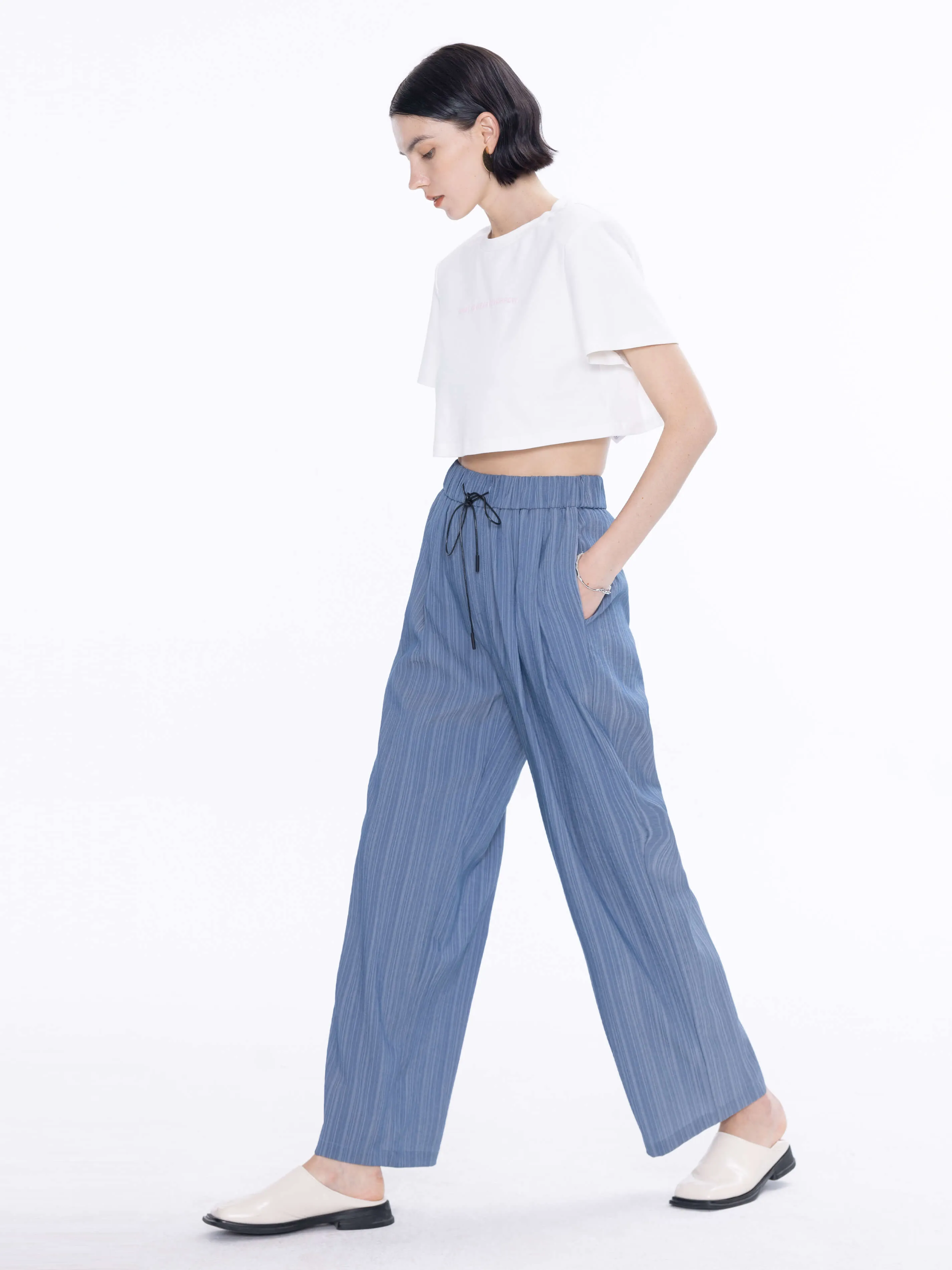 Pinstripe Wide Leg Trousers