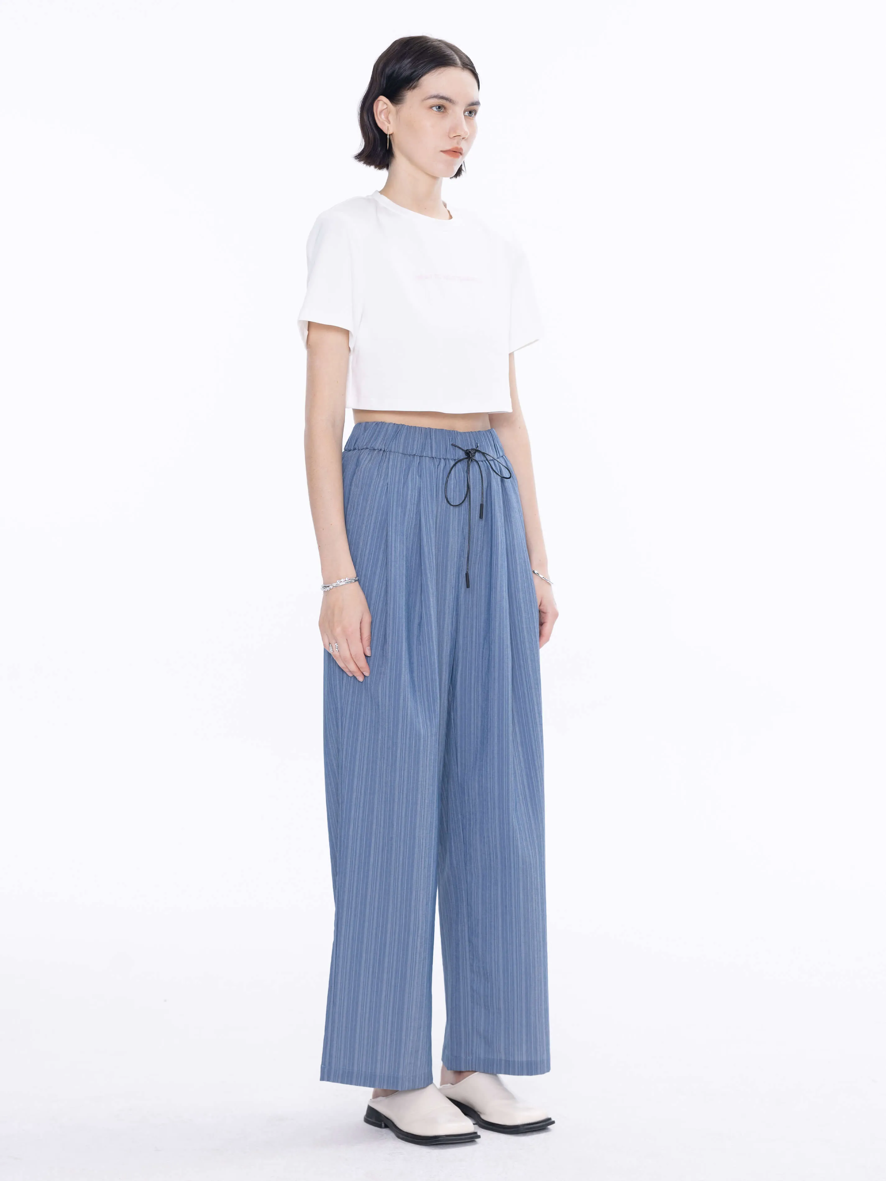 Pinstripe Wide Leg Trousers