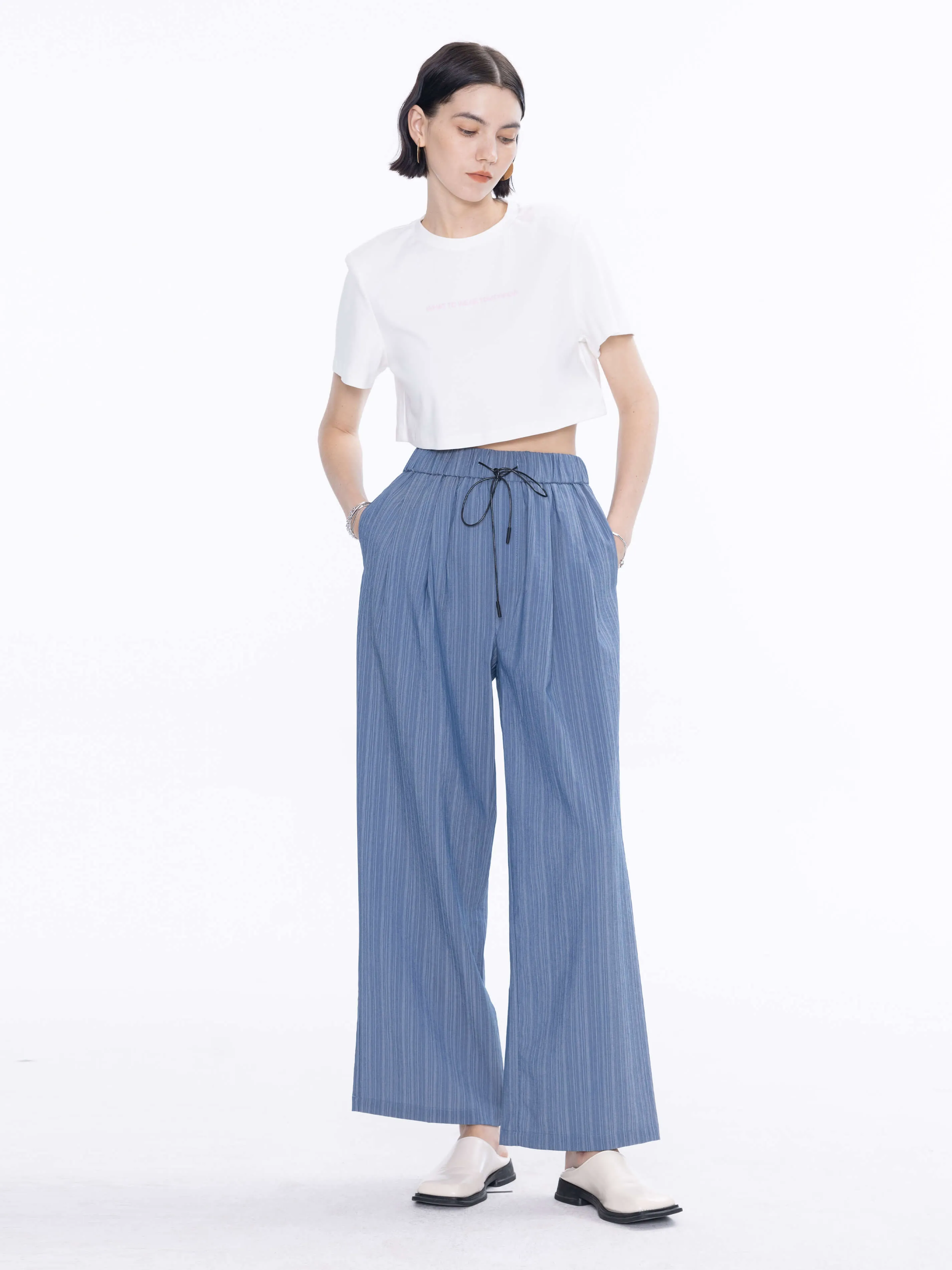 Pinstripe Wide Leg Trousers