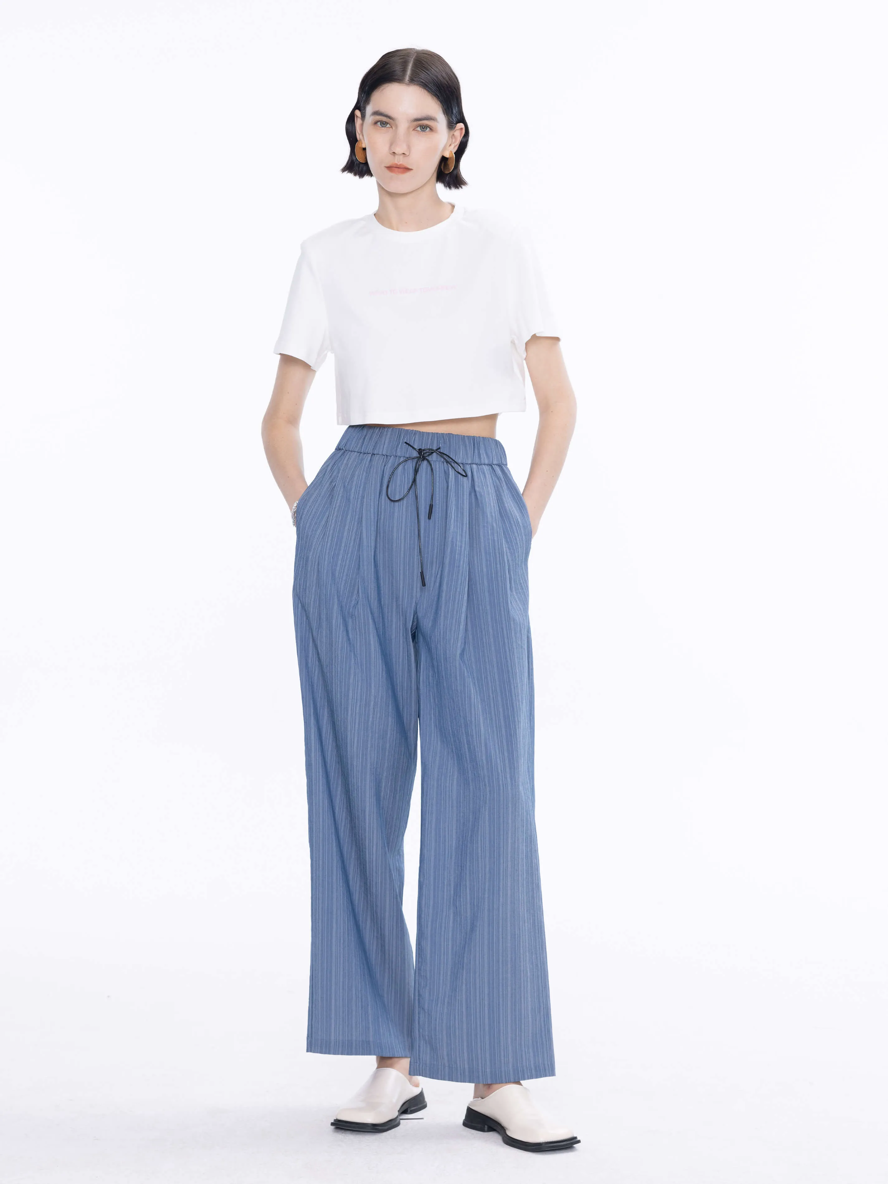 Pinstripe Wide Leg Trousers