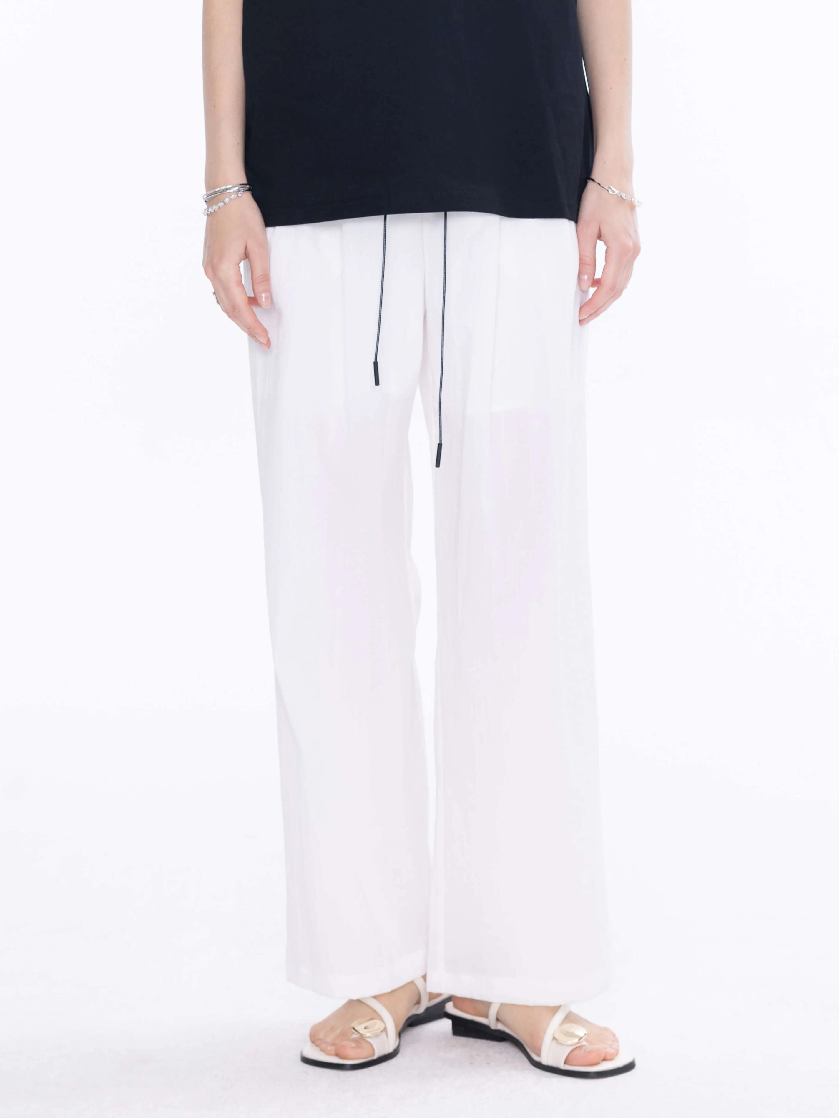 Pinstripe Wide Leg Trousers