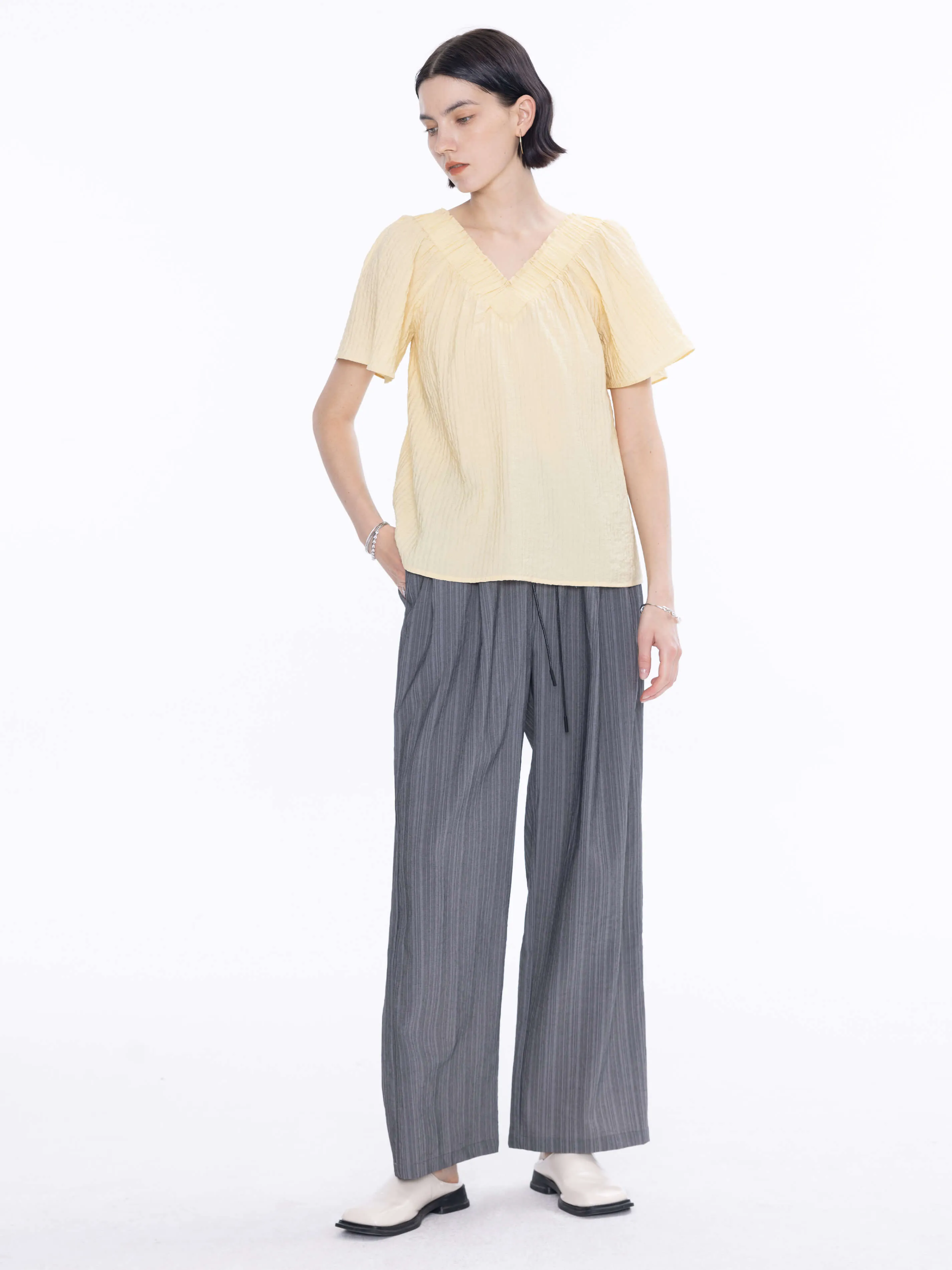 Pinstripe Wide Leg Trousers