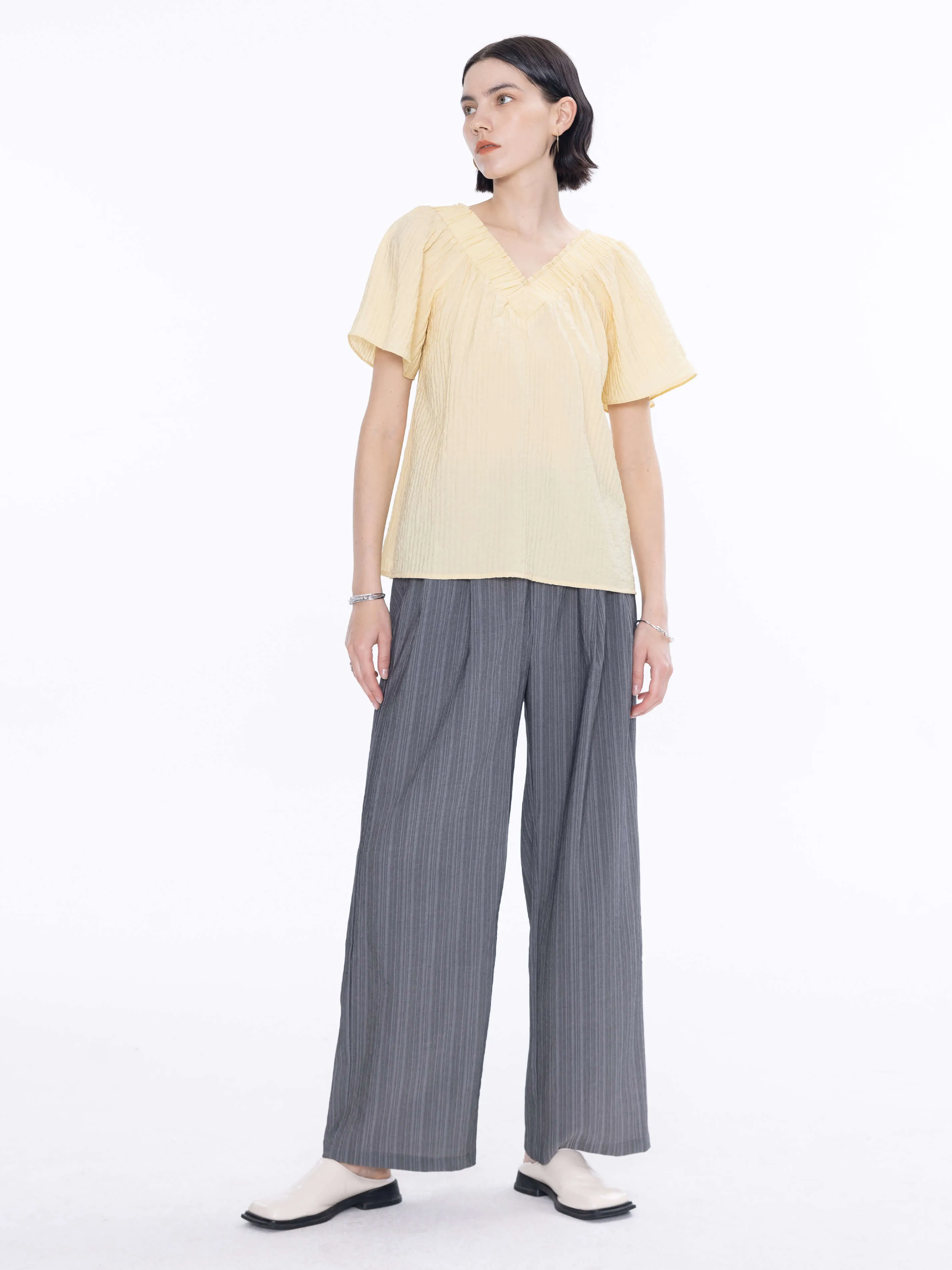 Pinstripe Wide Leg Trousers