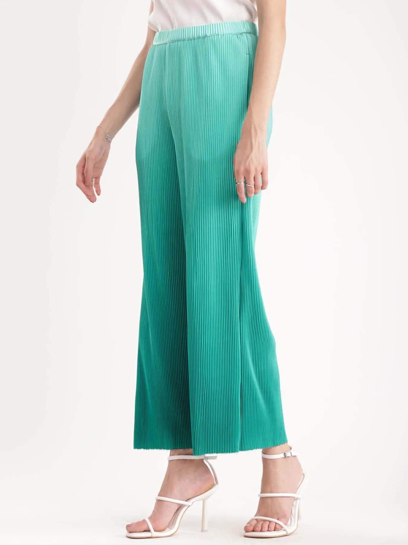 Pleated Knit Trousers - Green