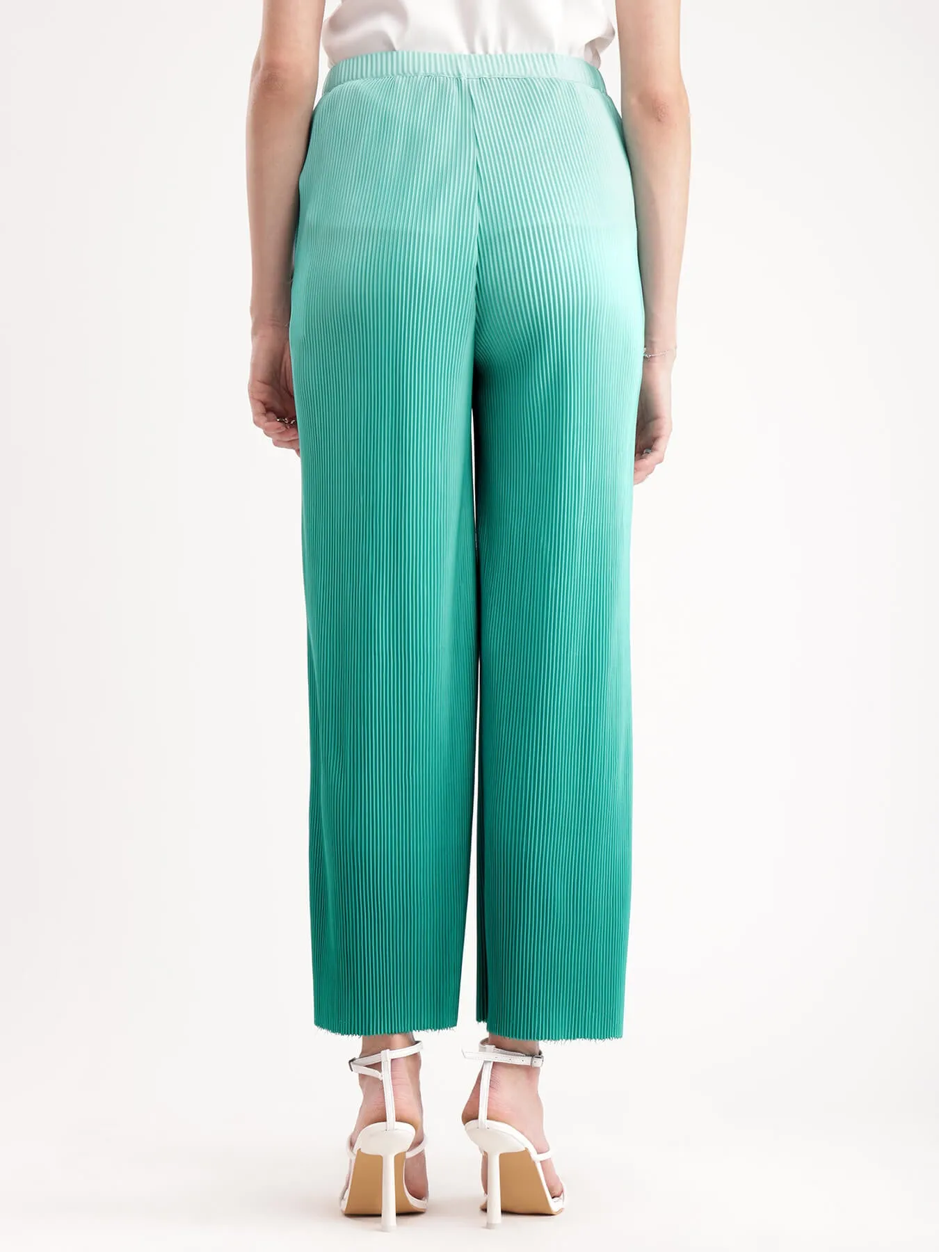 Pleated Knit Trousers - Green