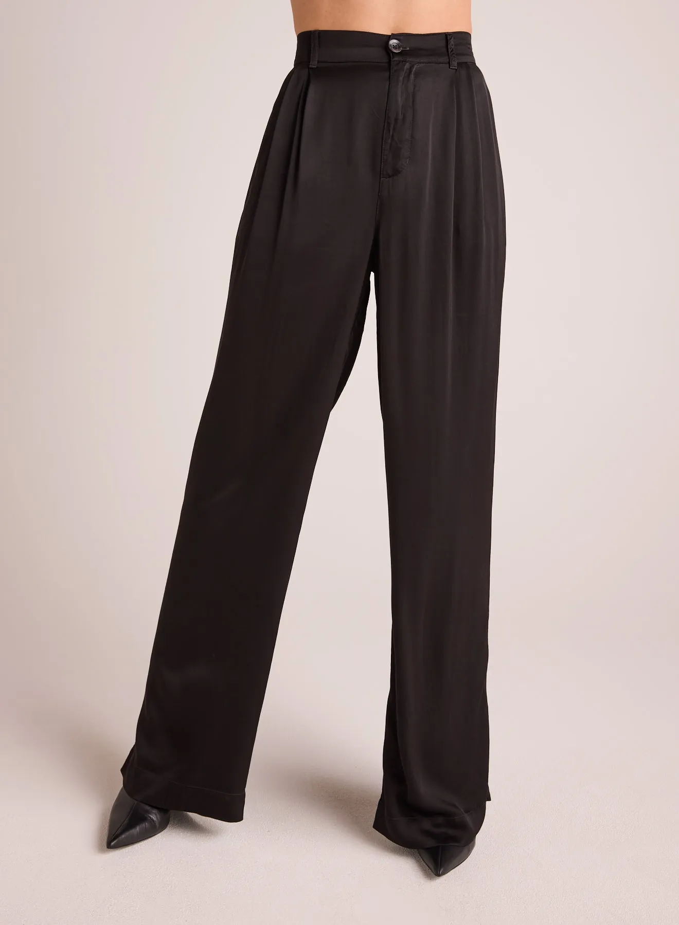 Pleated Wide Leg Trouser - Black