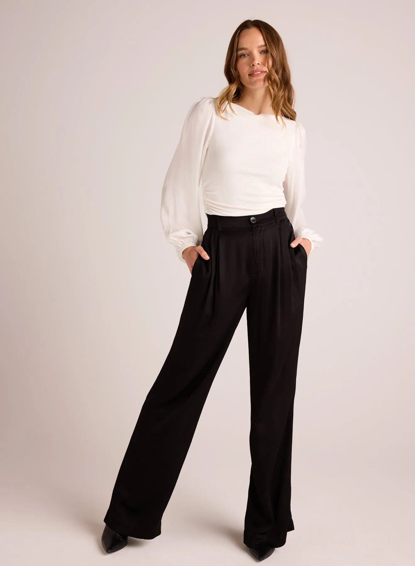 Pleated Wide Leg Trouser - Black